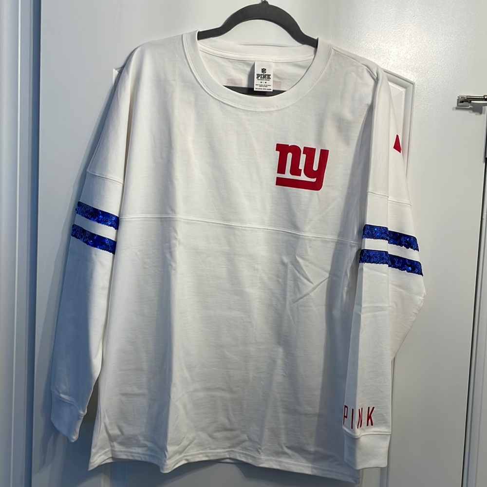 PINK Victorias Secret - White NY Giants Long Sleeve T shirt - Womens Size Medium